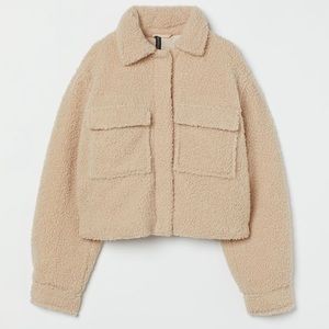 H&M short faux shearling jacket | Light Beige | Size Medium